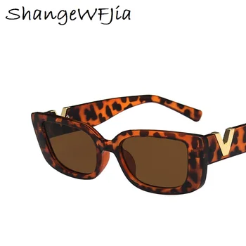 Cadru Retro Dreptunghi ochelari de Soare pentru Femei 2021 Lux V Ochelari de Soare Barbati de Moda Jeleu ochelari de Soare cu Balamale Metalice UV400